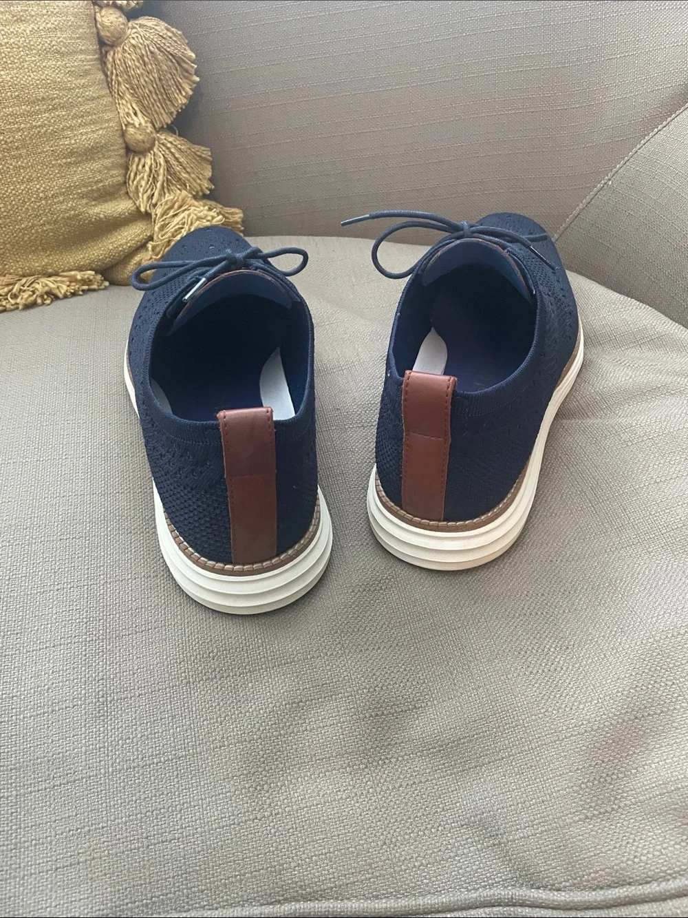 Cole Haan Zerogrand Navy Knit  Oxfords Brown Accents